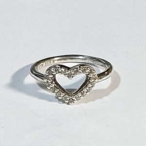 Pandora heart ring sterling silver 925 size 5.5 cz pave ALE